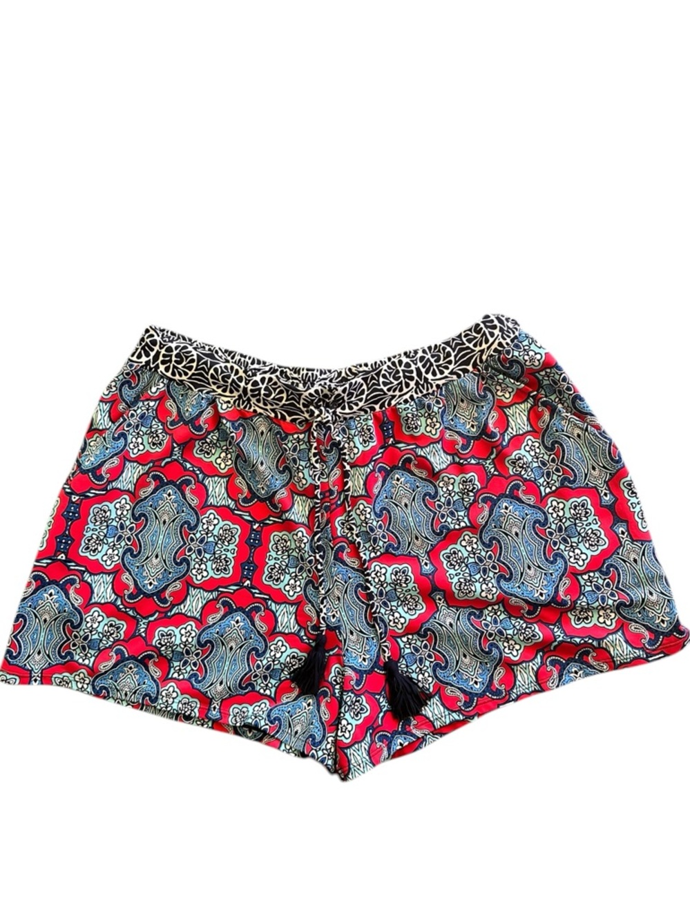 Tommy Bahama Riviera Tiles Red/Blue Paisley Pull On Shorts Size M